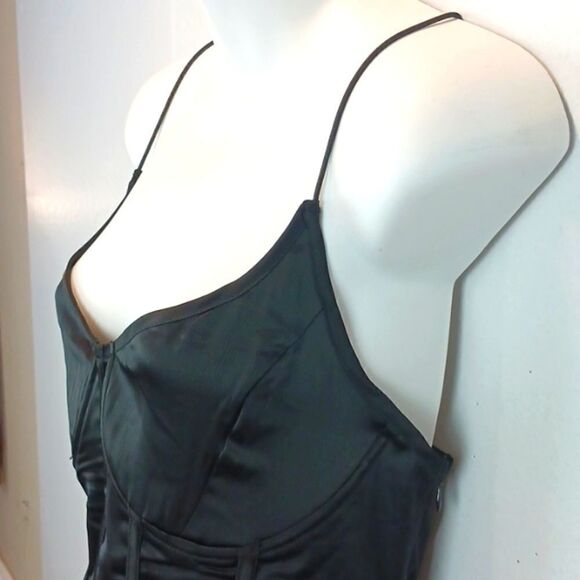 Pretty little thing black satin corset top low back maxi dress (10) Whimsigoth - Picture 8 of 13